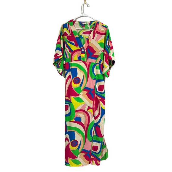 Entro Kimono Maxi Dress Size Small Multicolor Flowy Summer Beach Maxi Dress - Picture 1 of 13